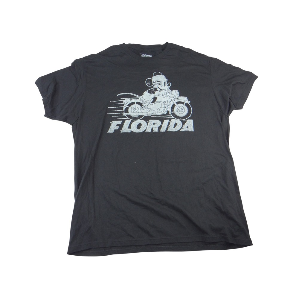 Disney Florida Mickey Mouse Motorcycle Graphic Tee Black Mens 2XL Short Sleeve